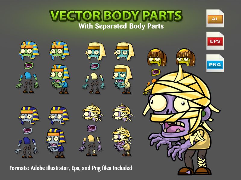 Egyptian Zombies 2D Game Character Sprites 10 by CreativeGameArt Codester