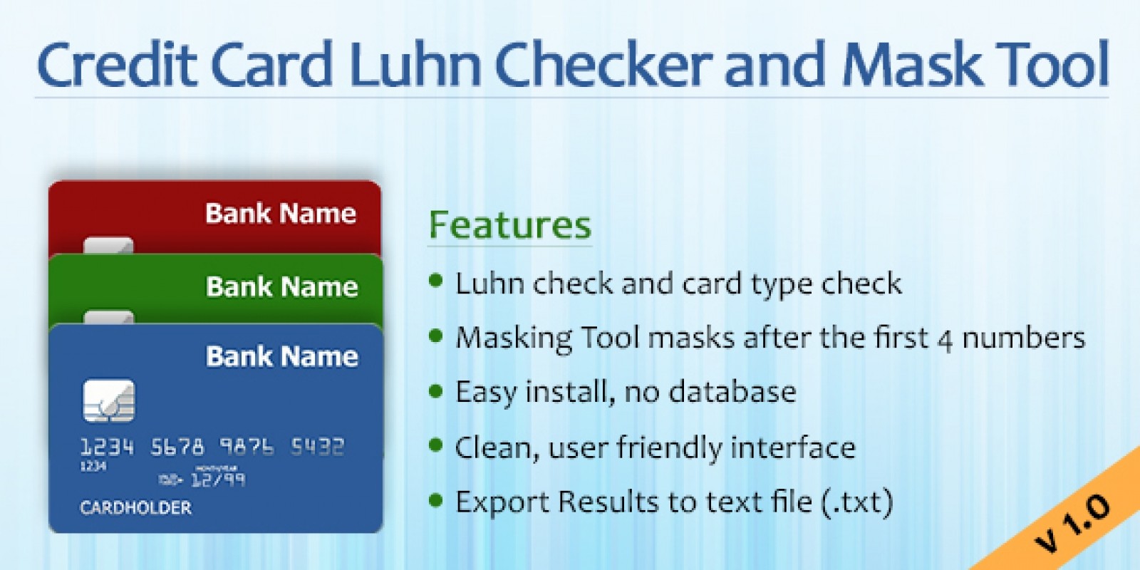 Credit Card Luhn Checker And Masking Script by Greytech Codester