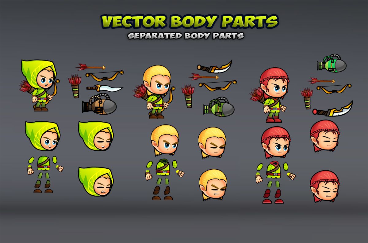 Archers 2D Game Sprites Set by DionArtworks Codester