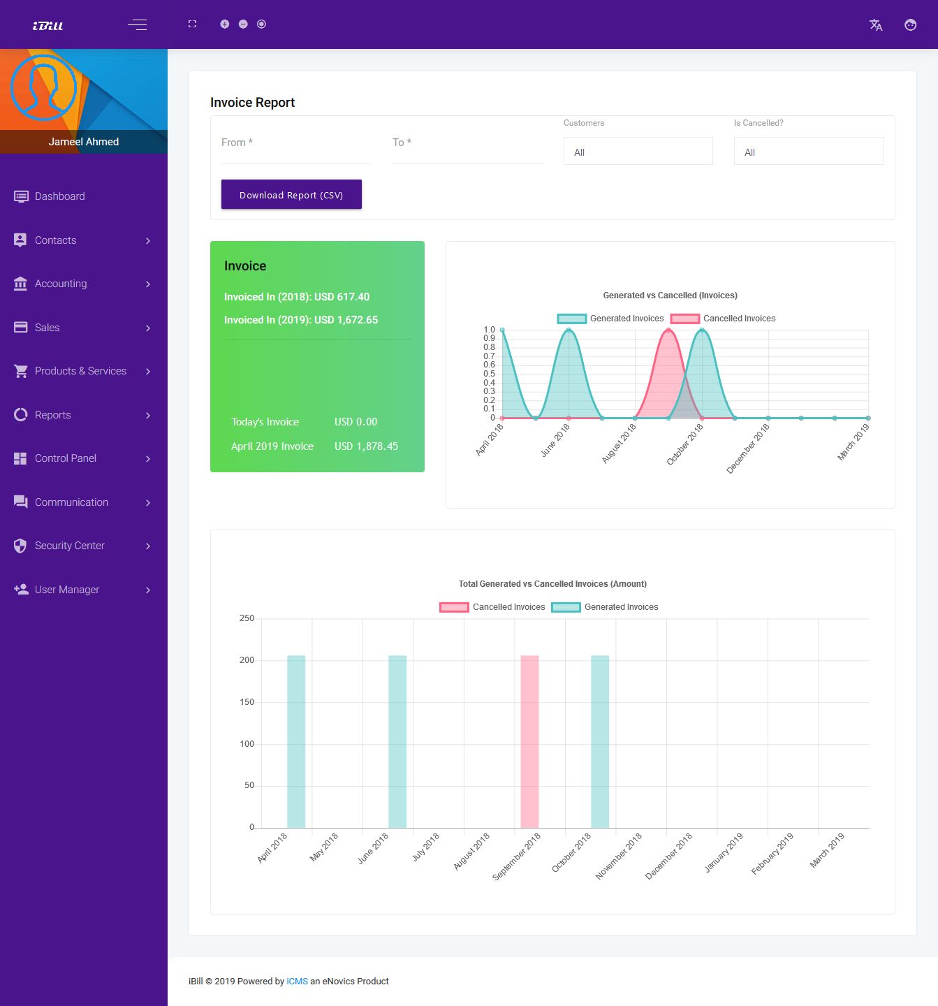 iBill invoicing And Accounting CRM Software by Enovics Codester