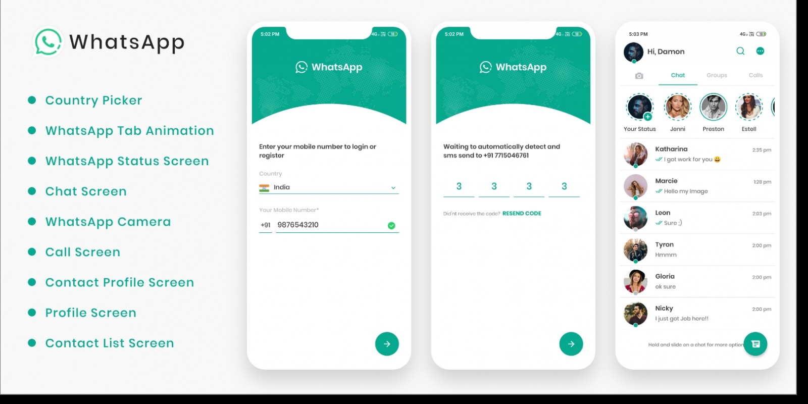 WhatsApp React Native Theme by Geniuscoders03 Codester