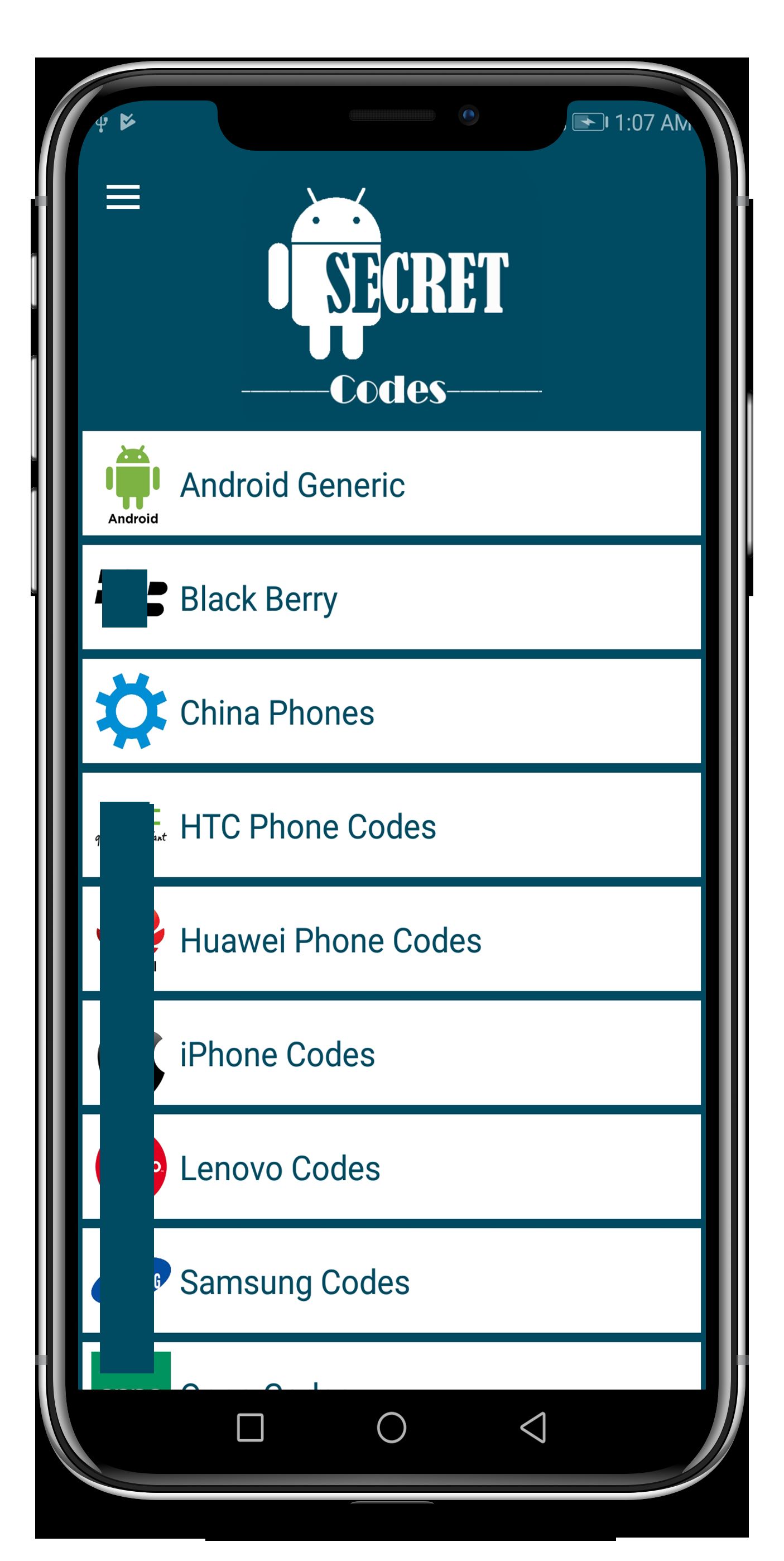 Secret Mobile Codes Android Source Code by Nadeemtaj5 Codester