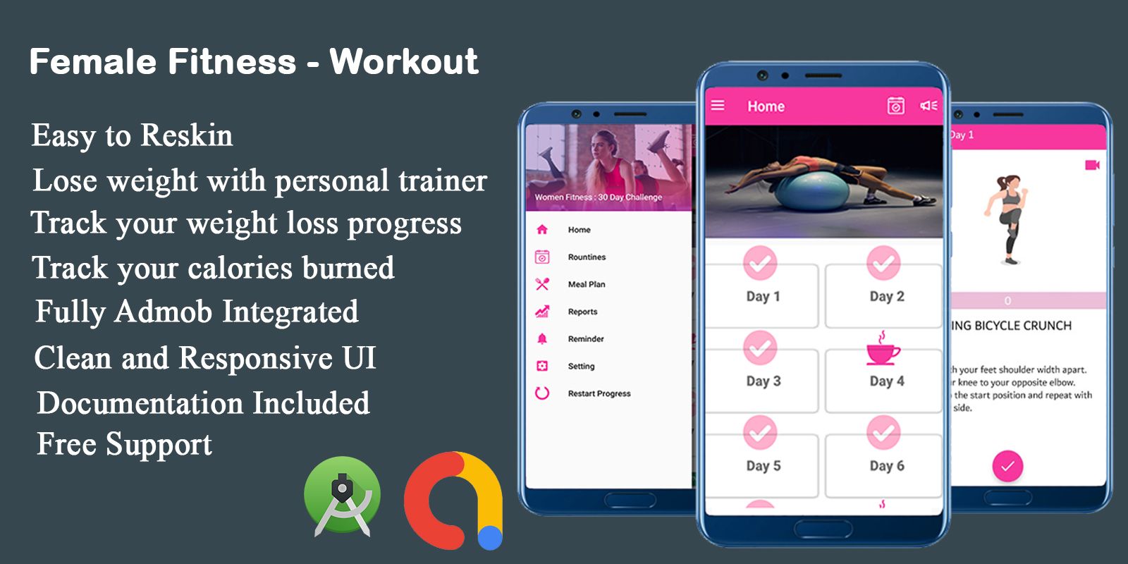 Female Fitness Workout Android Studio Code by Narendermalik Codester