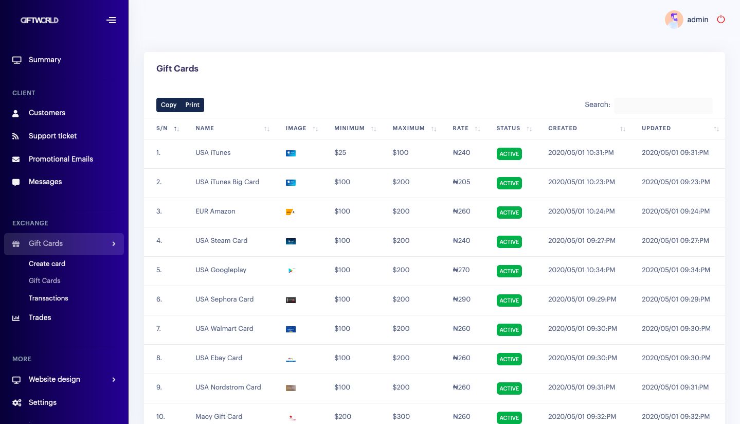 Giftworld Giftcard And Bitcoin Trading Platform by Bigboss357 Codester