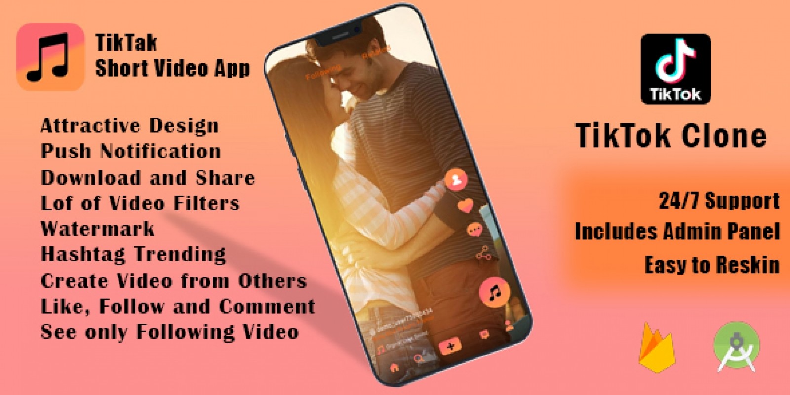 TikTak Short Video App TikTok Clone Android by Devsmileebee Codester
