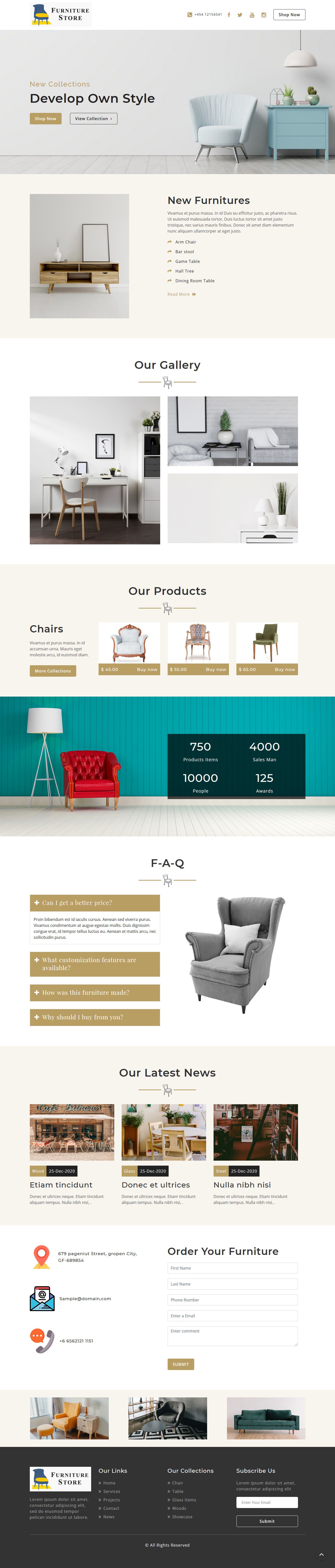 Furniture Store HTML Landing Page Template by Pennyblack Codester