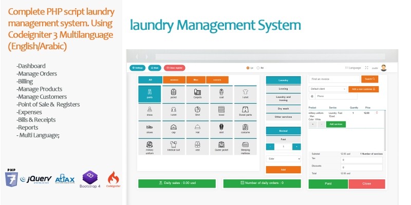 Laundry Management System by Somatechno | Codester
