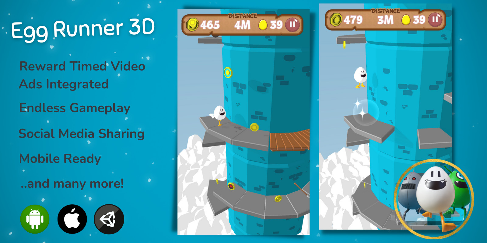 Egg Runner 3D Unity Complete Project by Goodgames Codester