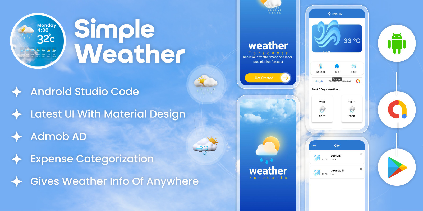 Simple Weather Weather Indicate Android App by Vocsy Codester