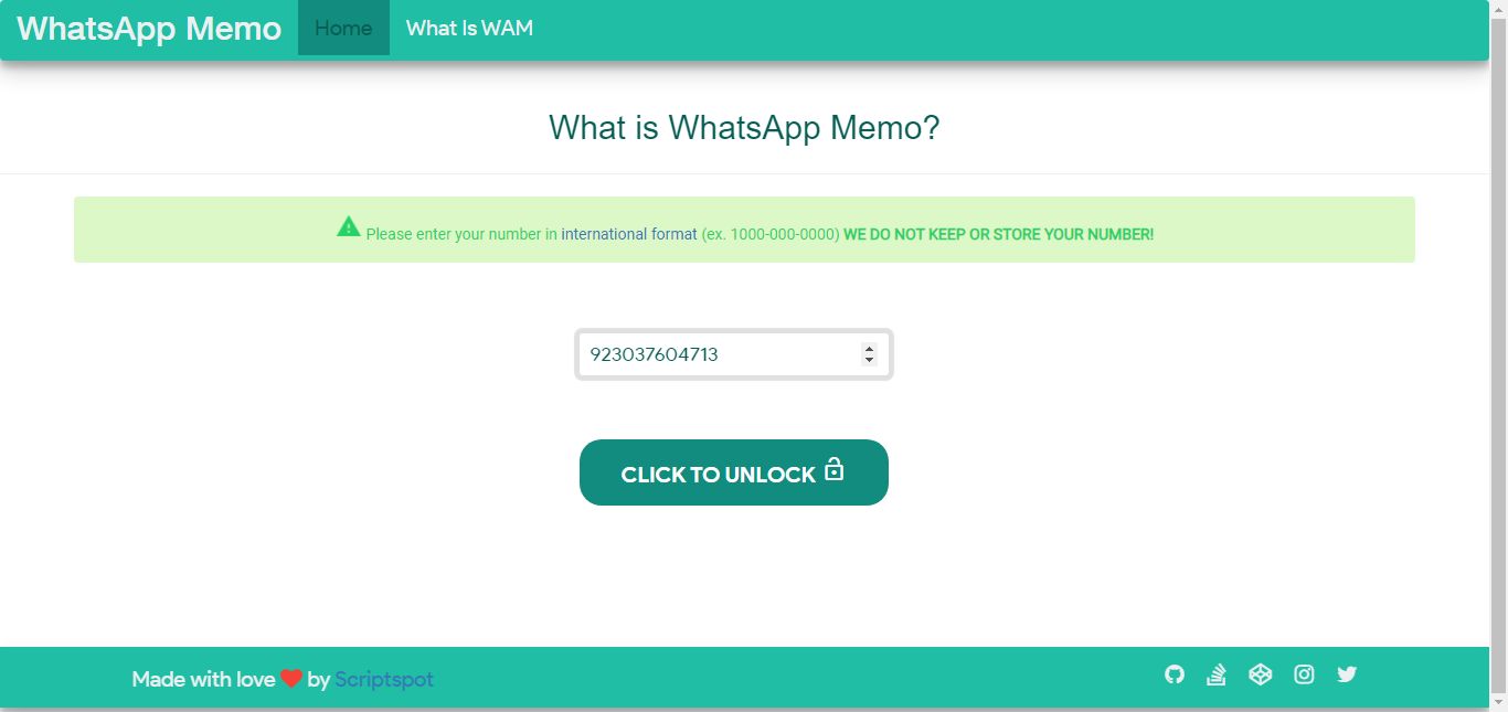SelfMessaging with WhatsApp Memo by Mubasharanoreen Codester