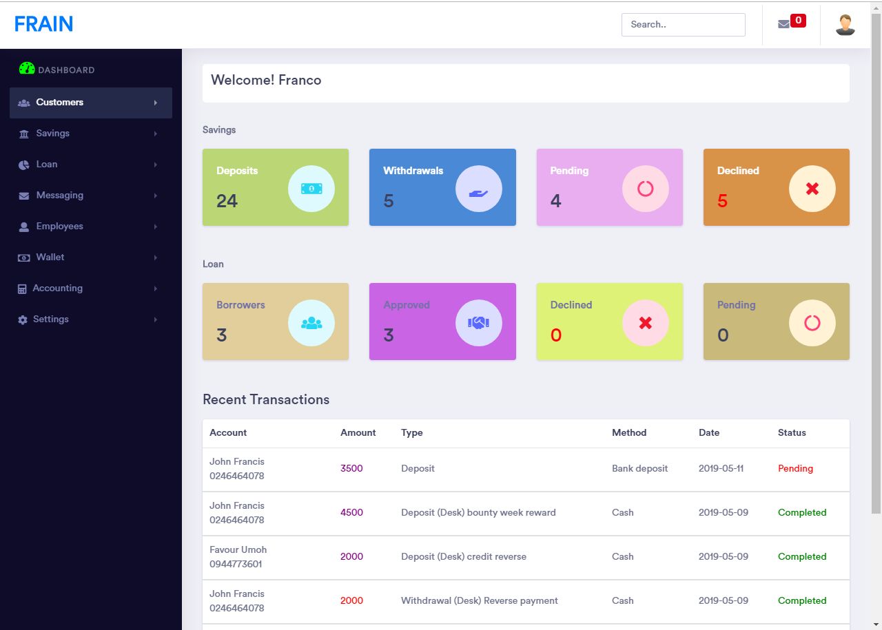 Frain Savings and Loan Management System by Mandc24 Codester