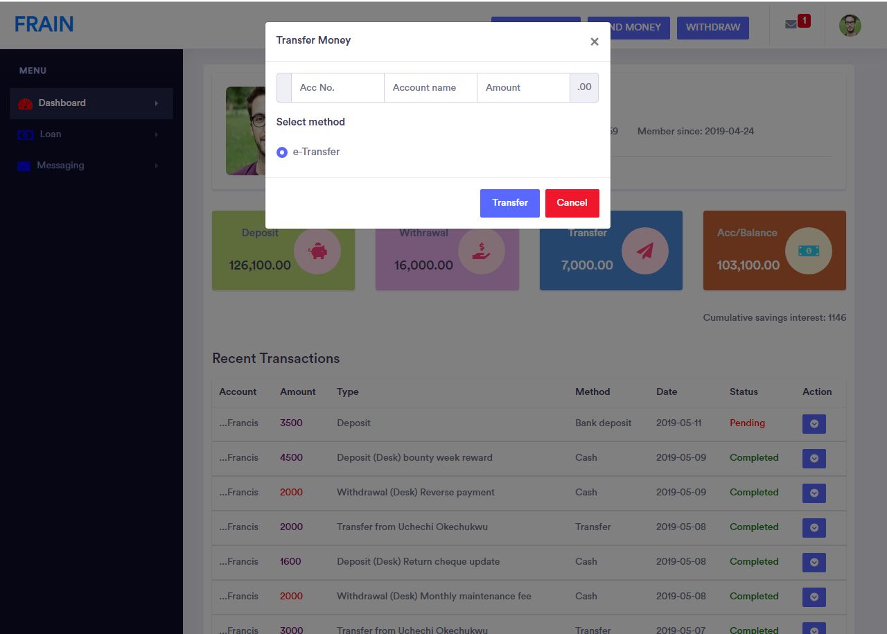 Frain Savings and Loan Management System by Mandc24 Codester