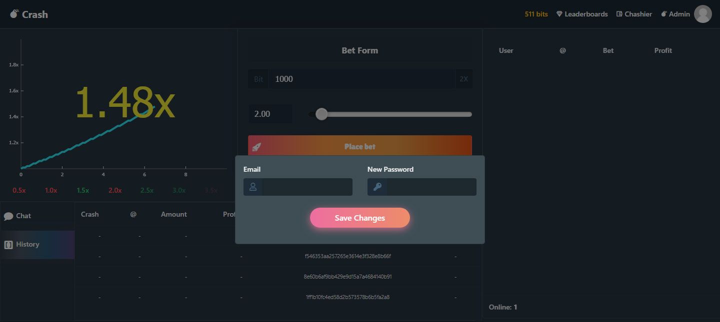 Crash BTC Game NodeJS by PxVision Codester