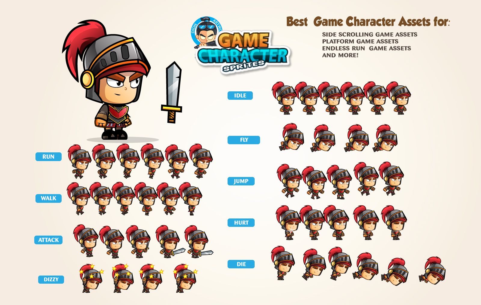 Knight 2D Game Character Sprites by DionArtworks Codester