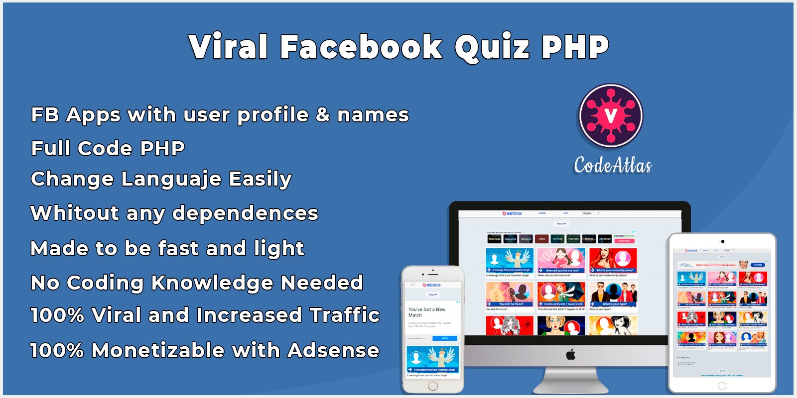 Viral Facebook Quiz Script Full Code by CodeAtlas Codester