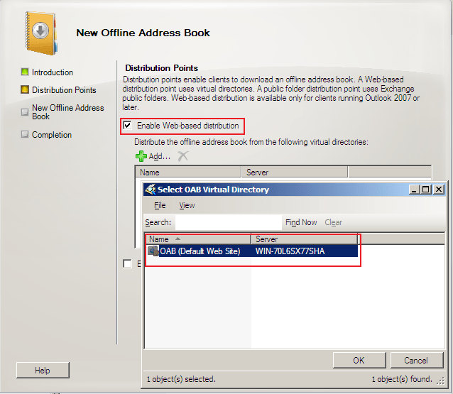 Create and configure a new Offline Address Book in Exchange 2010