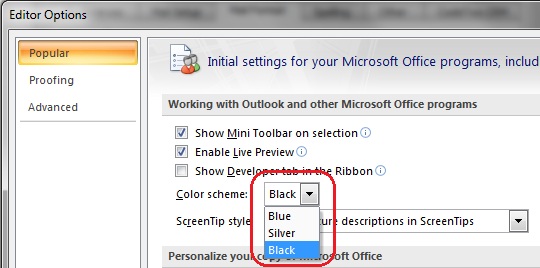 Changing background colors in Outlook 2007, 2010, 2013 and 2016