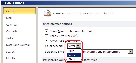 Changing background colors in Outlook 2007, 2010, 2013 and 2016