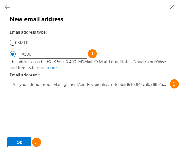 Legacy X500 email address displayed when replying to a migrated email