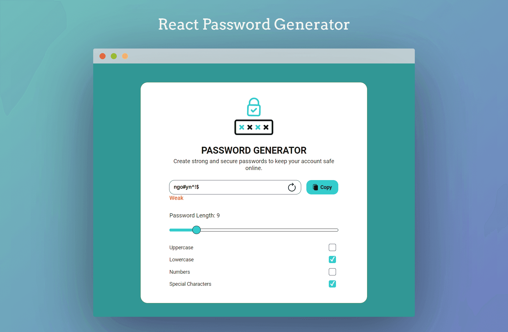 React Password Generator [ReactJS Challenge 2]