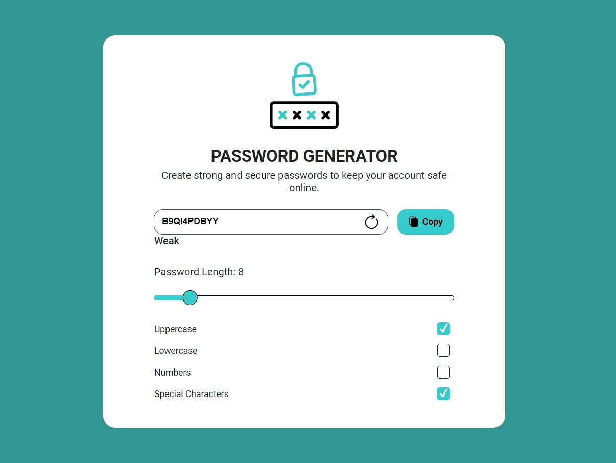 React Password Generator [ReactJS Challenge 2]