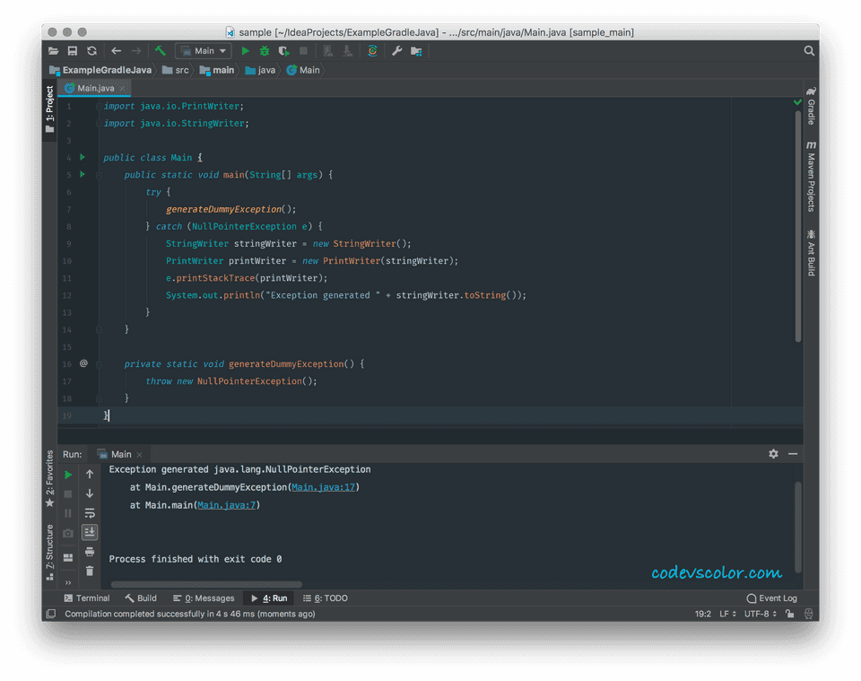 How to convert stacktrace to string in Java CodeVsColor