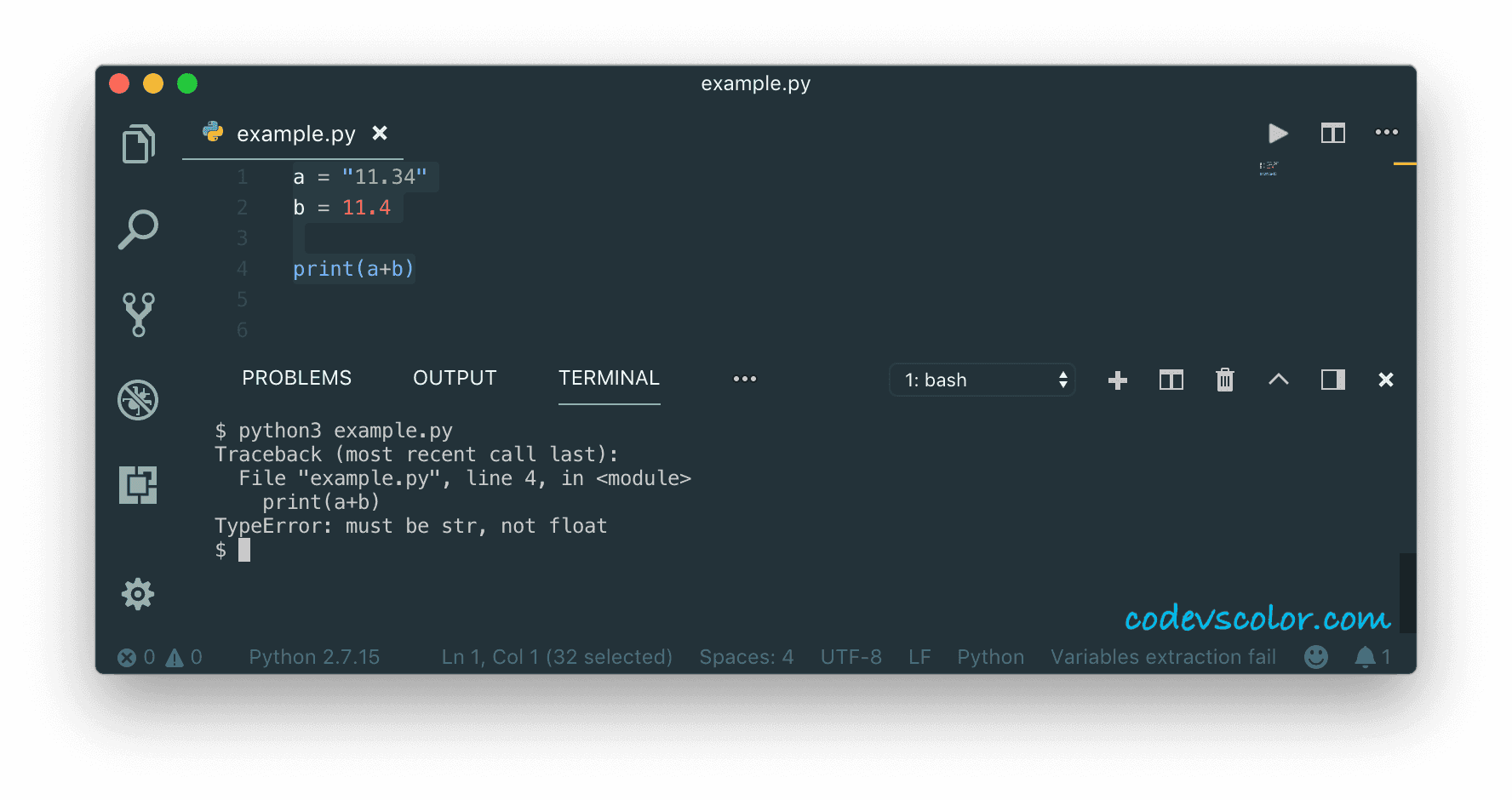 Convert string to float in python CodeVsColor