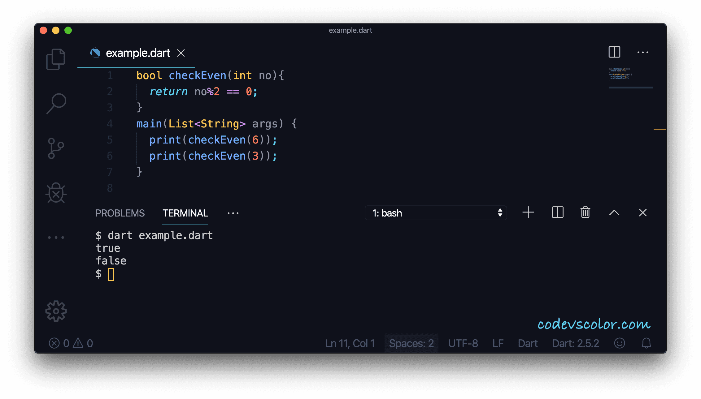 Different examples to create dart functions CodeVsColor