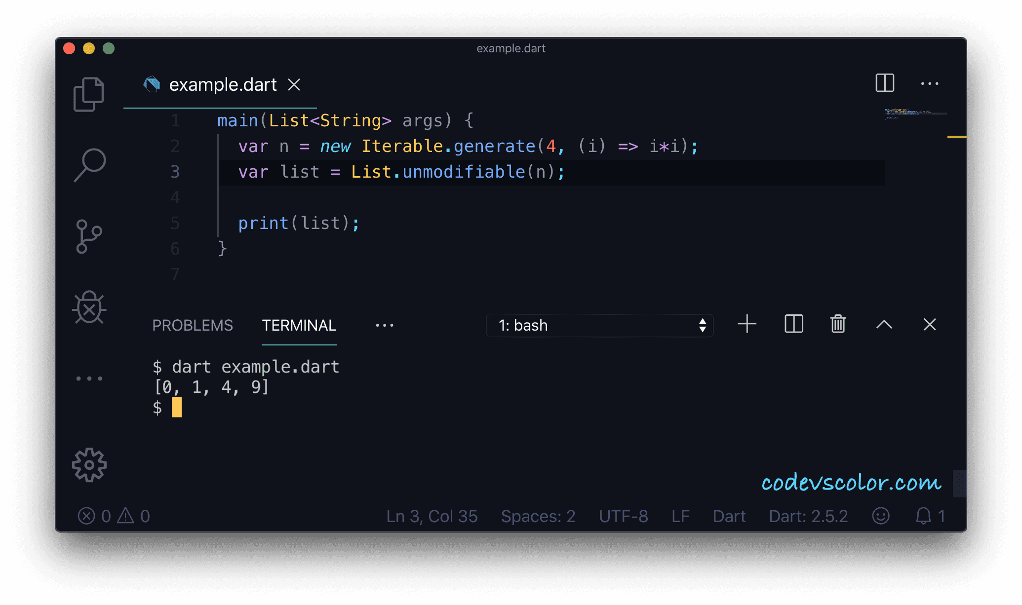 Constructors of a Dart list CodeVsColor