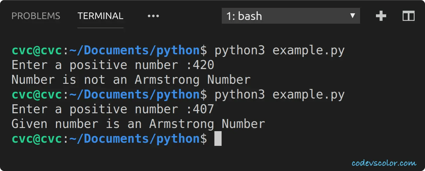 Python Program to find if a number is Armstrong or not CodeVsColor