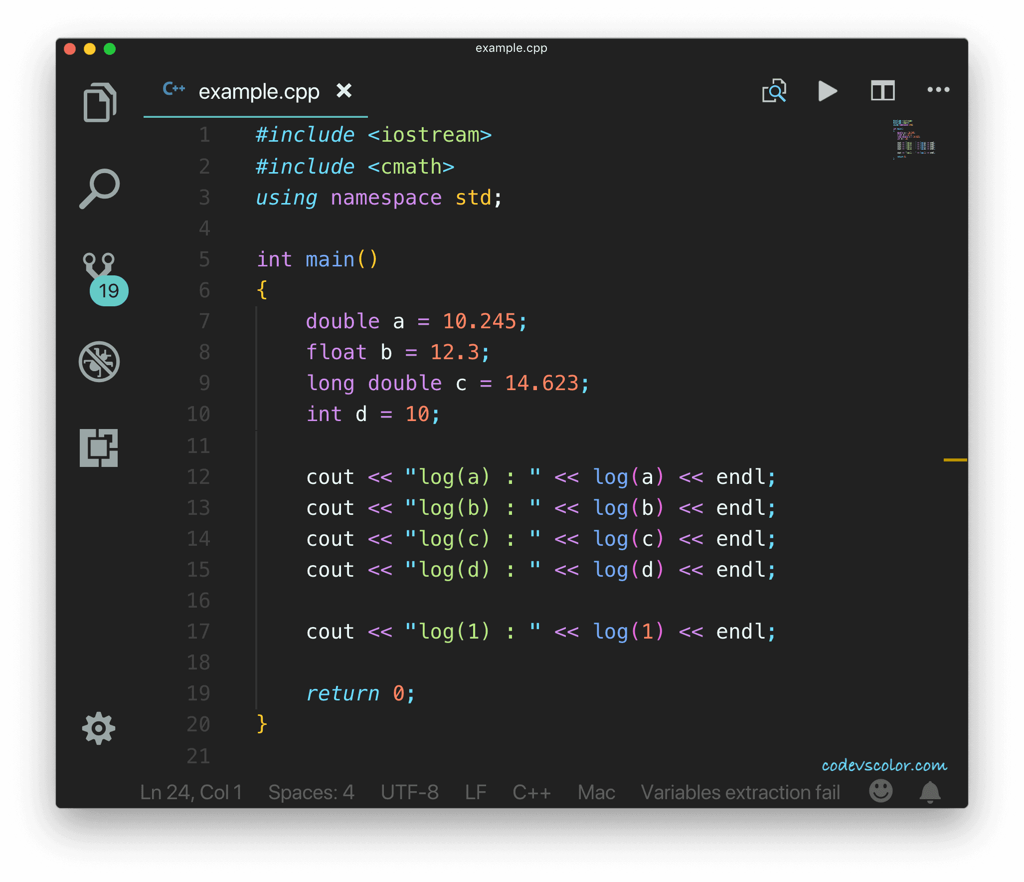 log function in C++ explanation with example CodeVsColor