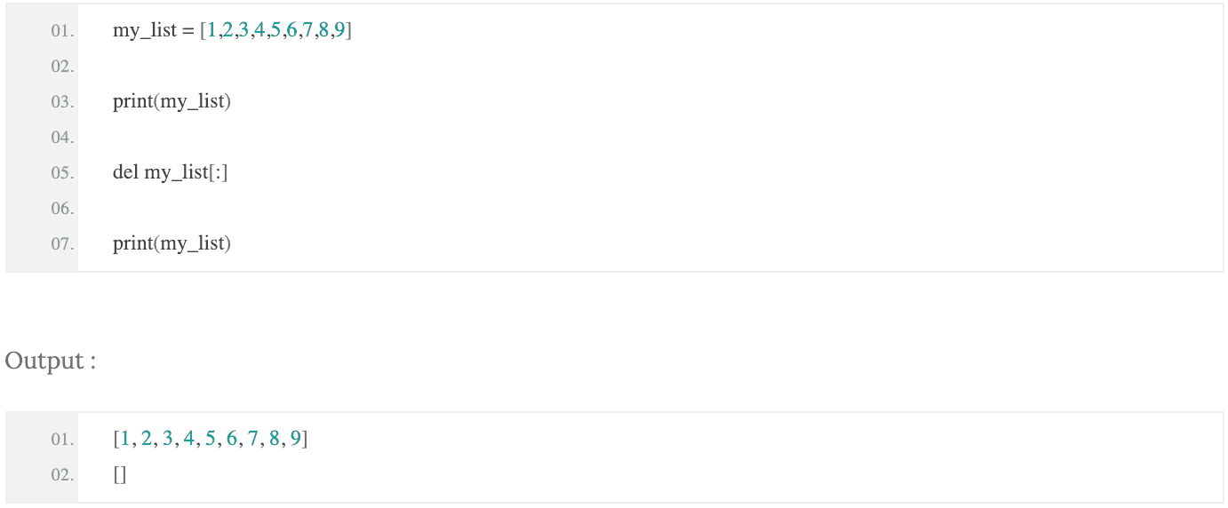 Python program to remove an element from a list using 'del' statement