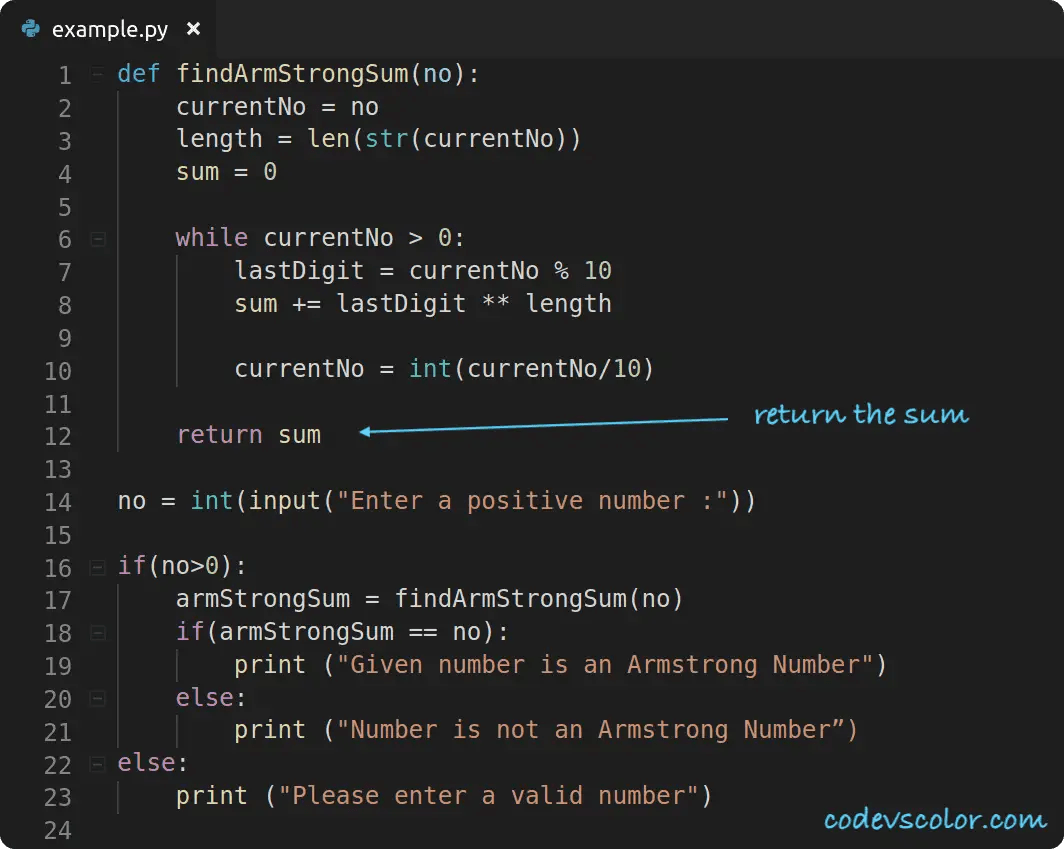Python Program to find if a number is Armstrong or not CodeVsColor