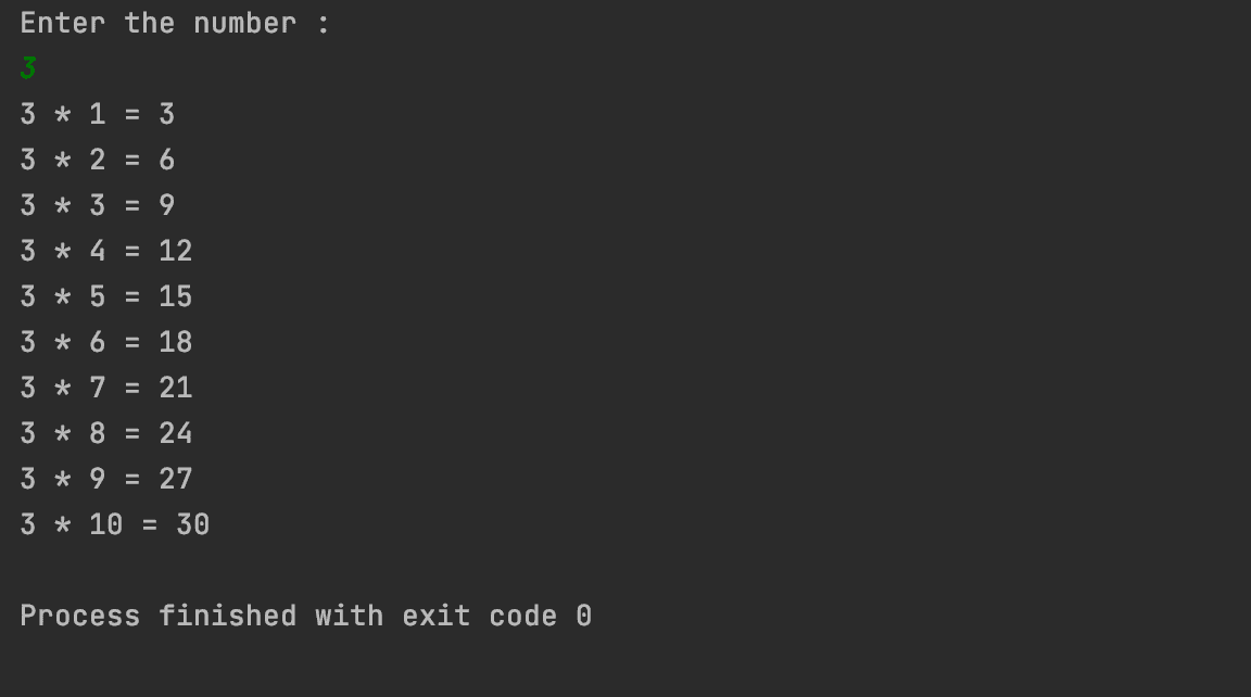 Java program to print multiplication table of a number CodeVsColor