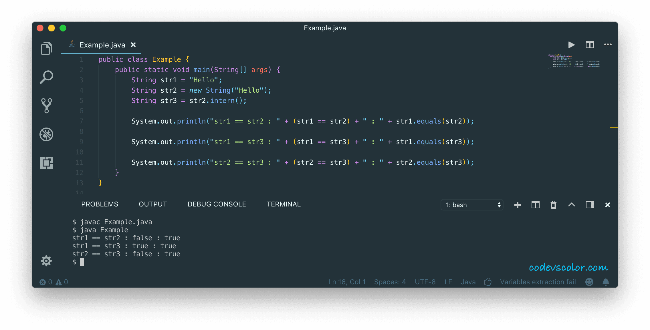 Java string intern method explanation with an example CodeVsColor