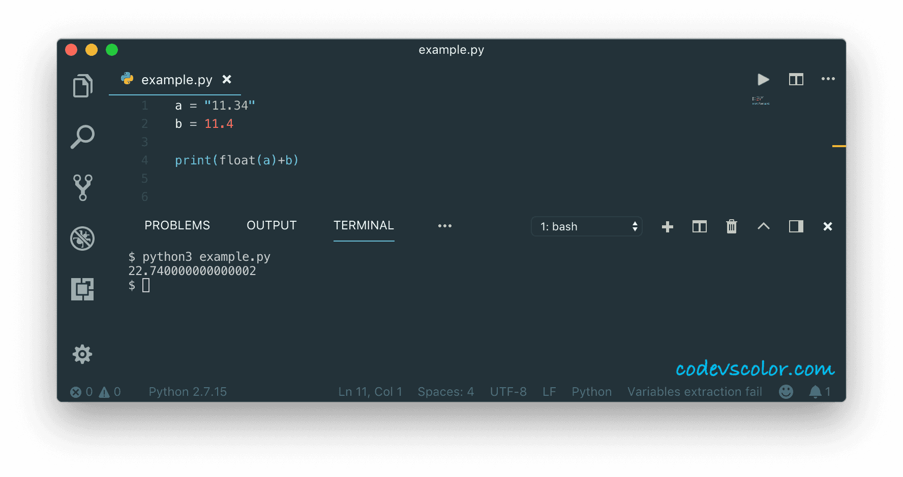 Convert string to float in python CodeVsColor
