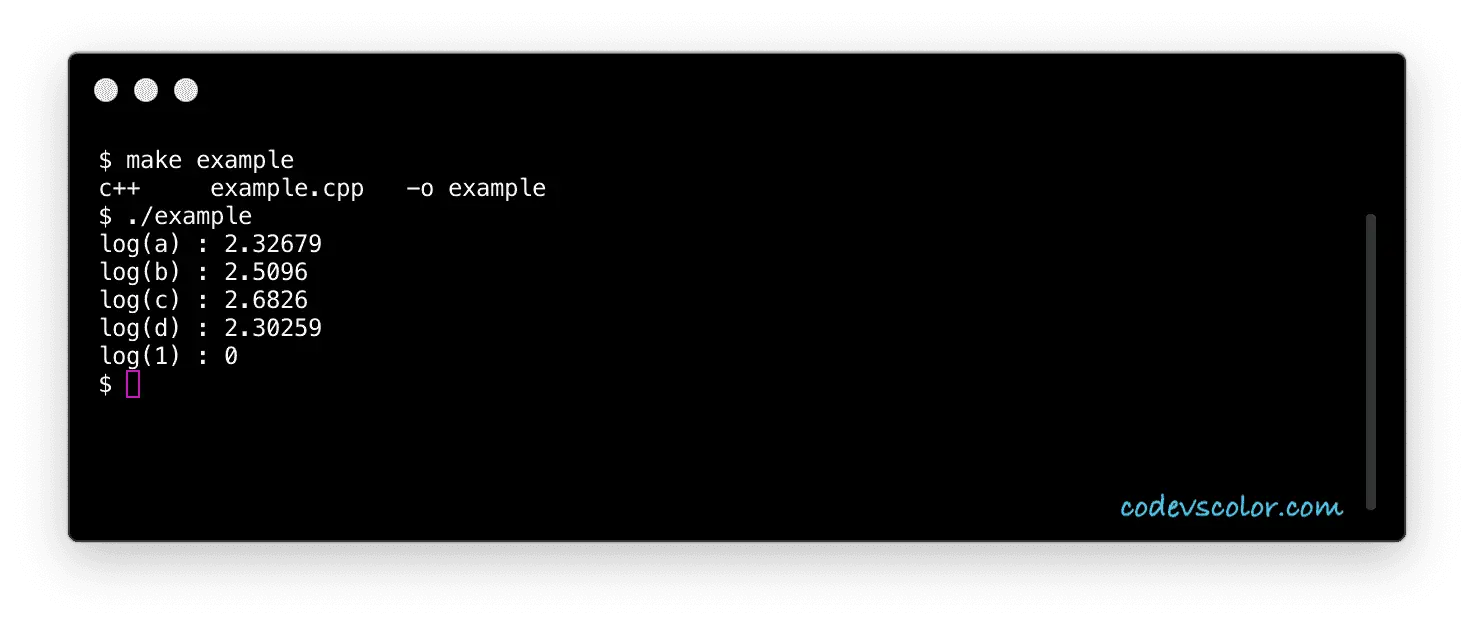 log function in C++ explanation with example CodeVsColor