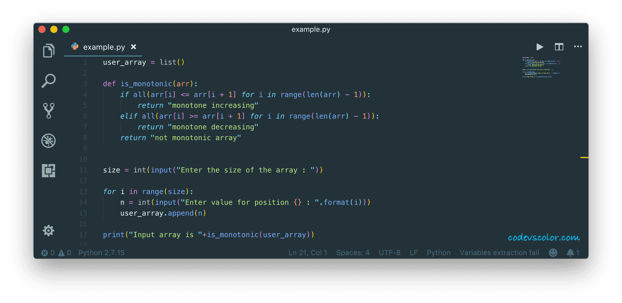Python program to check if an array is monotonic or not CodeVsColor