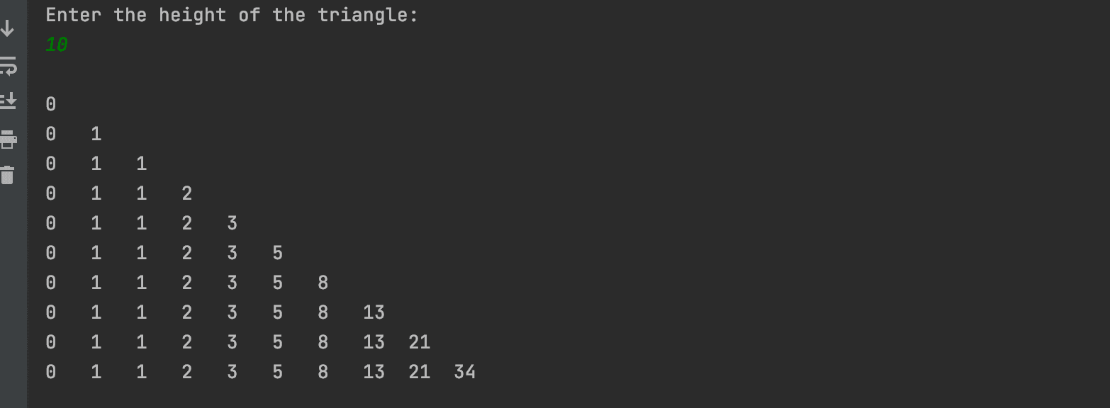 3 ways in Java to print a Fibonacci triangle CodeVsColor