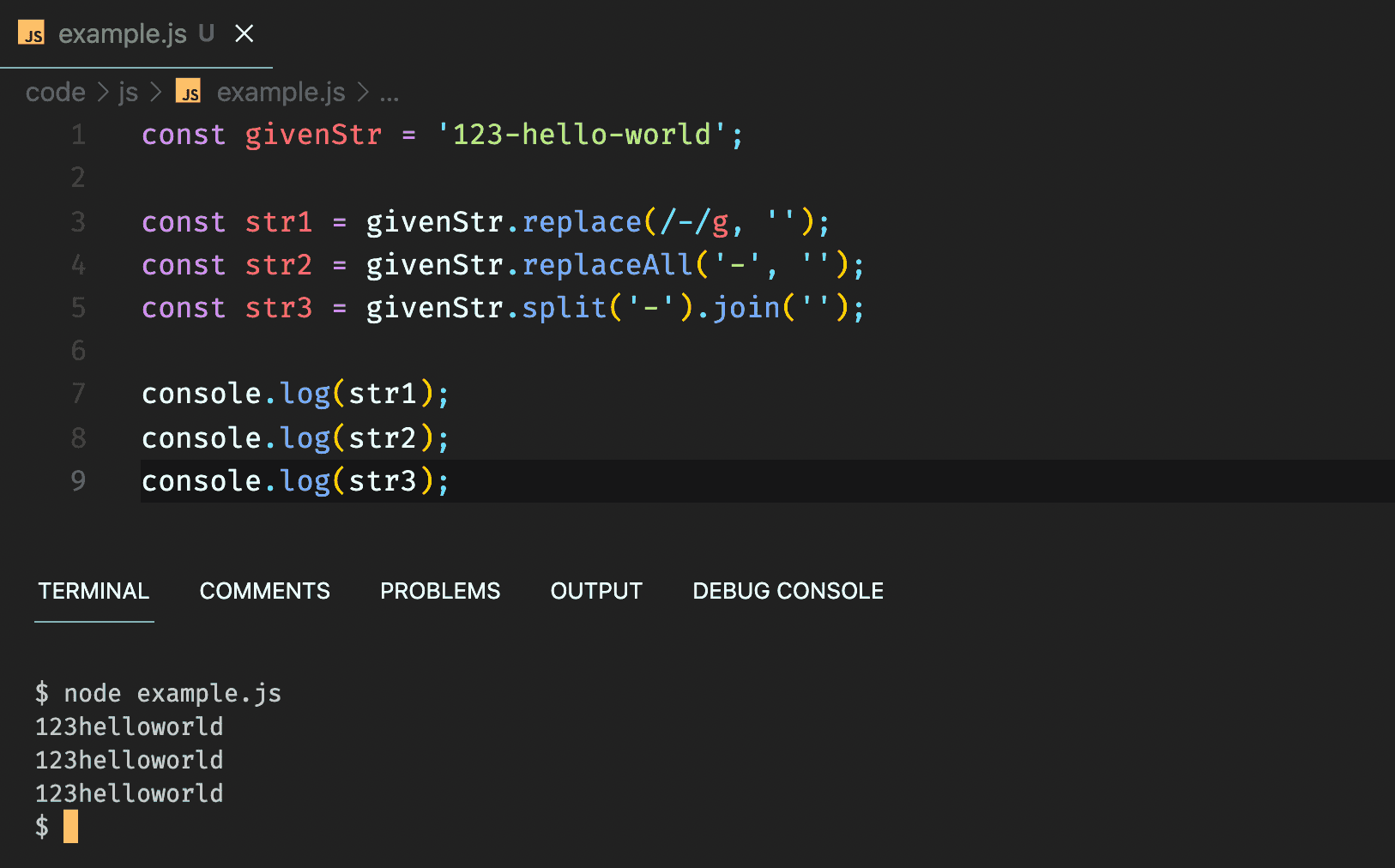 3 ways in JavaScript to remove all hyphens from a string CodeVsColor