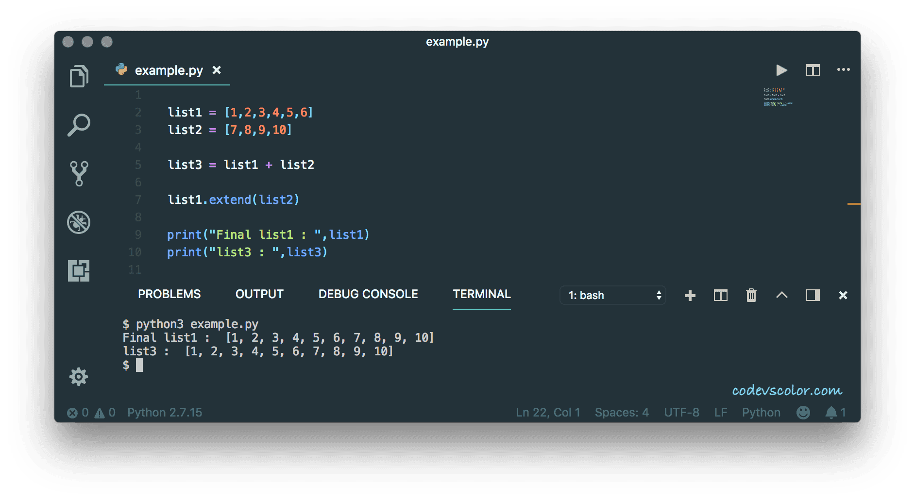 Python add and remove elements from a list CodeVsColor