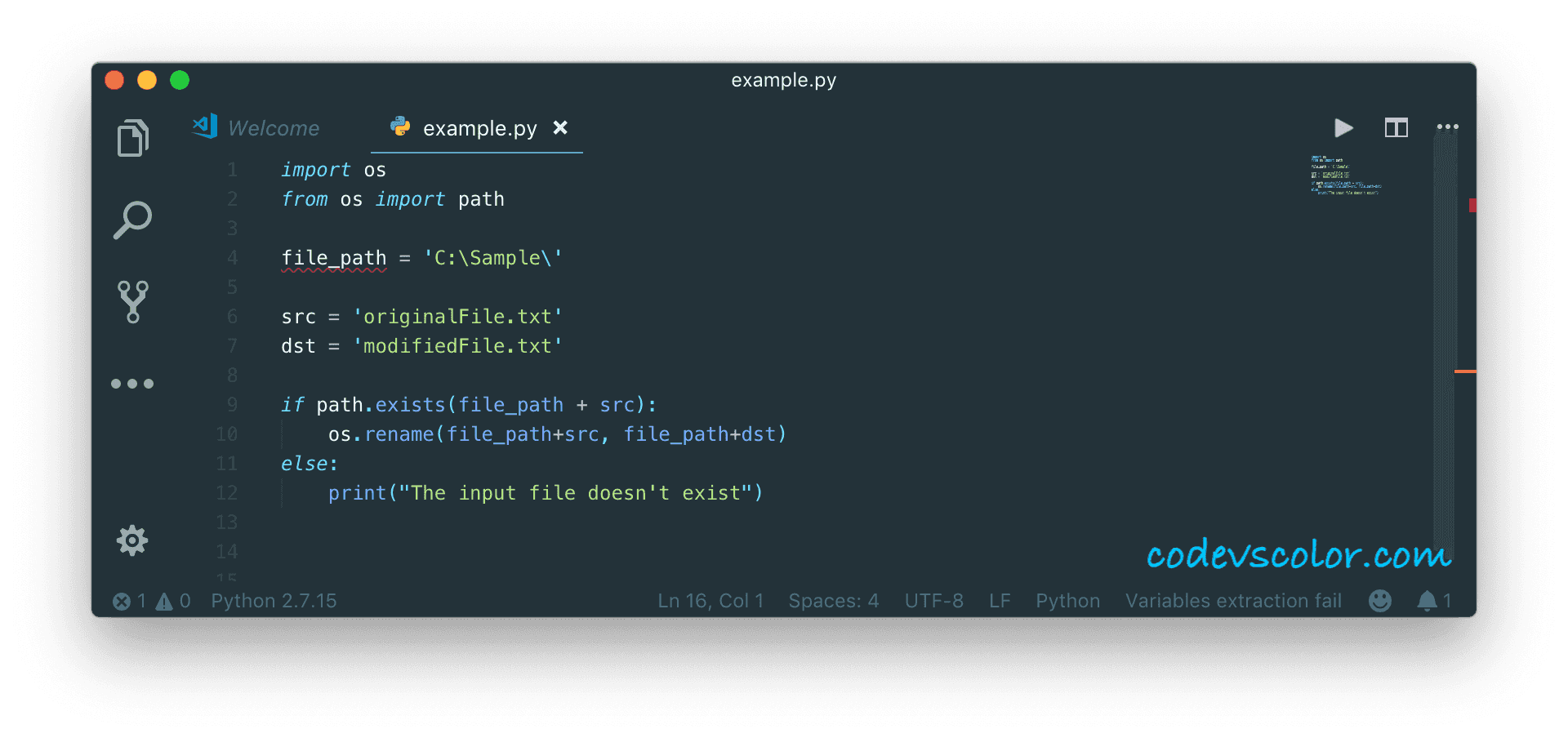 Python program to rename a file or directory CodeVsColor