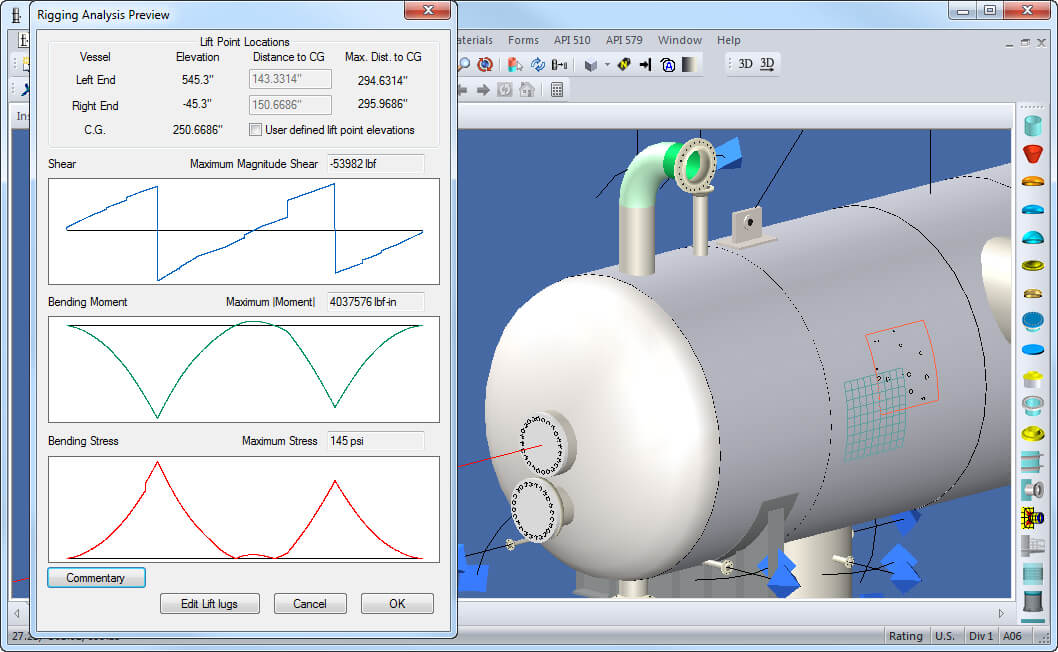 Pressure Vessel Lifting and Rigging Analysis Codeware
