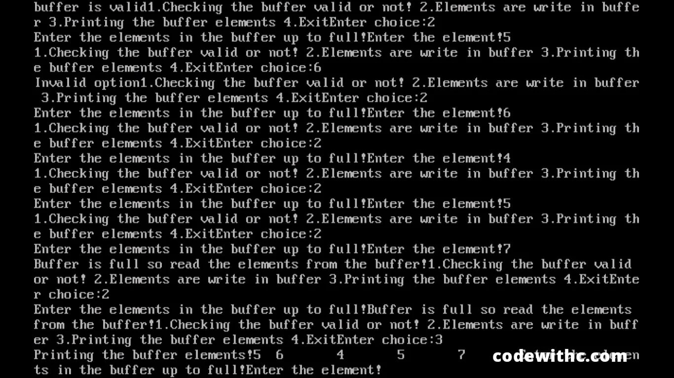 C Program Linear Buffer Usage Code With C