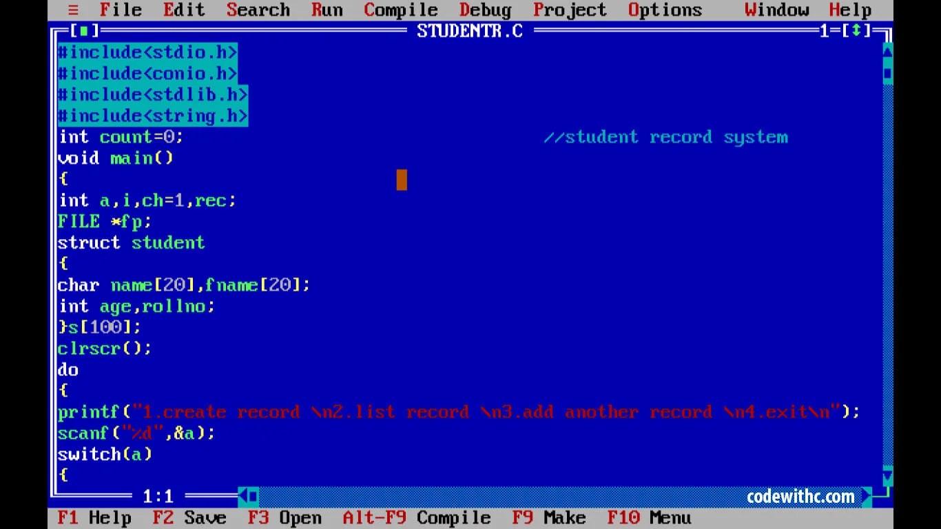 C Program Simple Student Record System Download Source