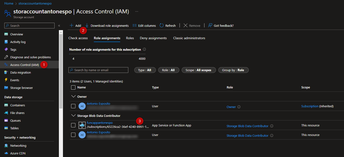 Authenticate Azure Function to Azure Storage Account using Managed
