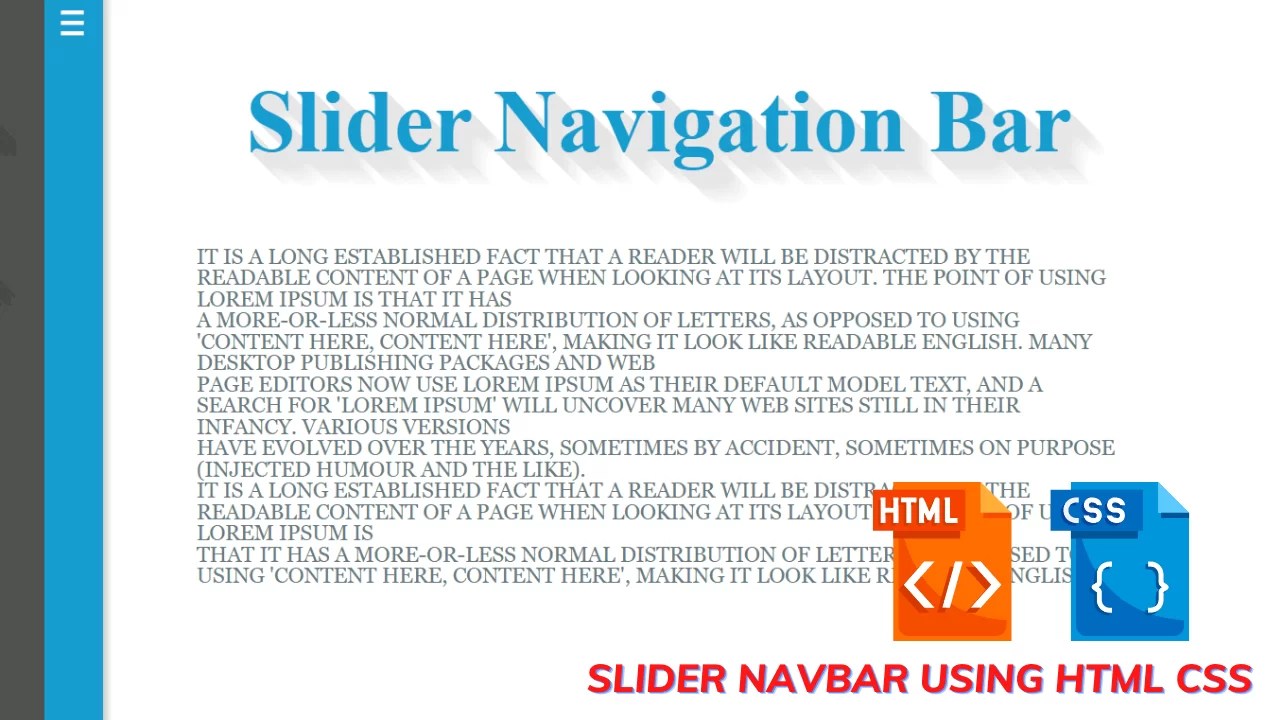 Create Slider Navbar Using Html Css (Source Code)