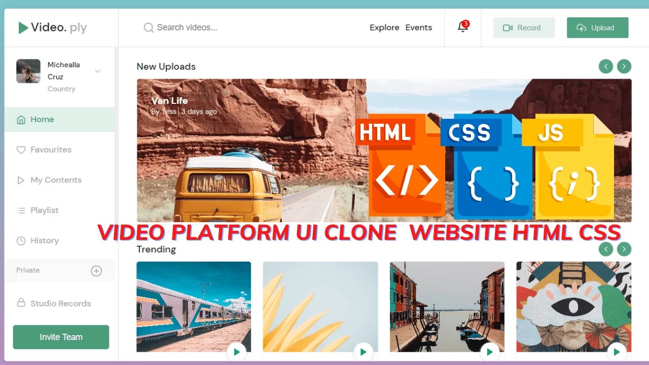 Create Video Platform UI Clone Html Css Code)