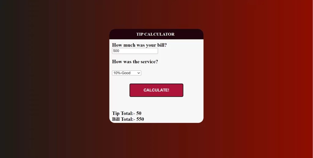 Build Tip Calculator in JavaScript (Source Code)