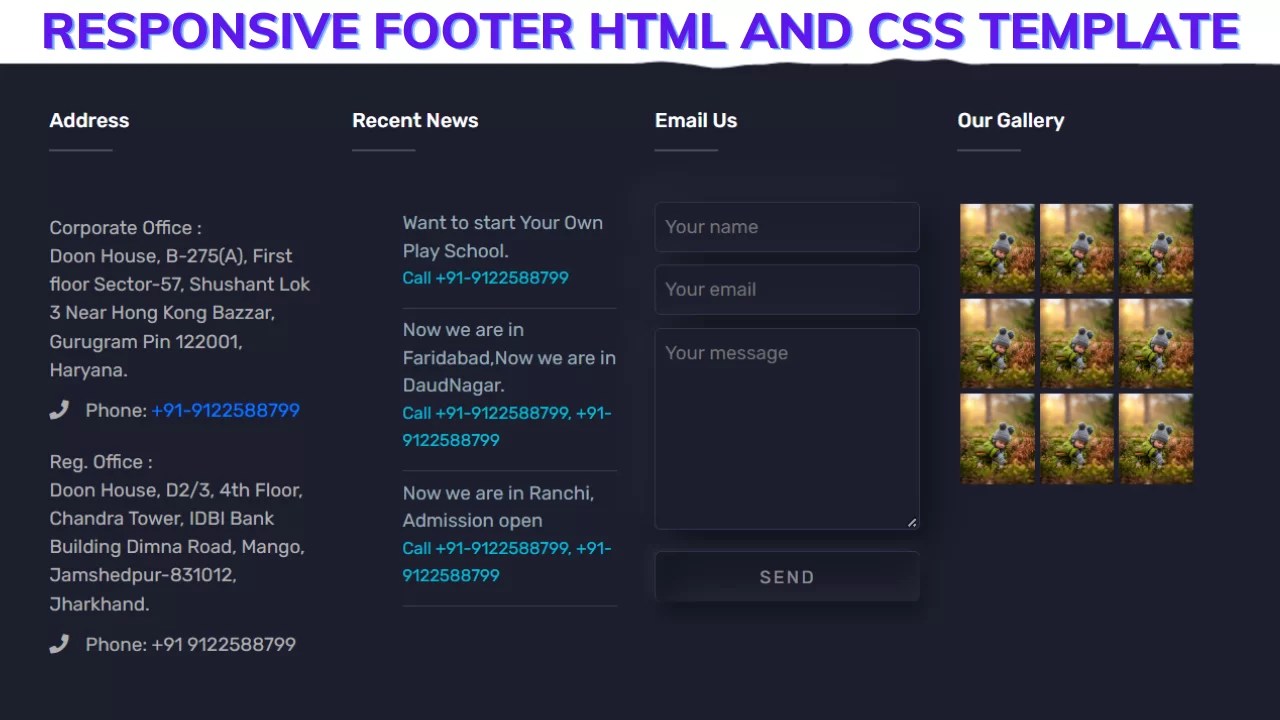 Create Responsive Footer HTML And CSS Template ( Source Code)